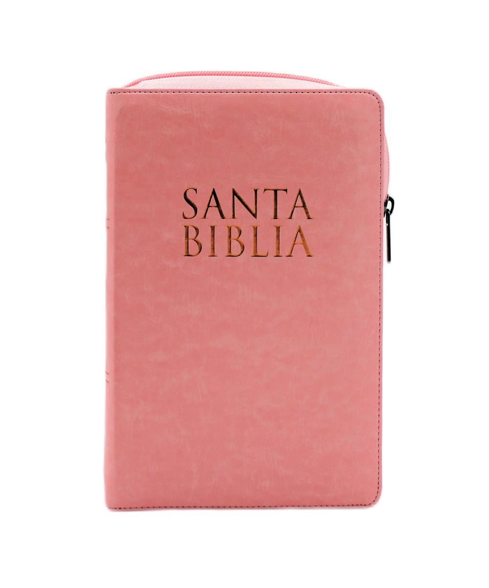 Biblia para Mujer Letra Gigante Tamano Manual Con Cierre, Indice en color Rosado con estuche de proteccion