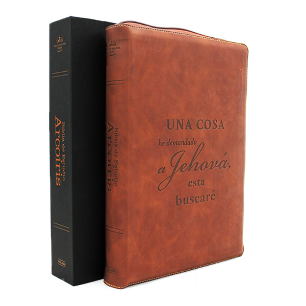 Biblia de Estudio Reina Valera 1960 Arco Iris Edicion Especial con Letra Grande color Cafe " Una Cosa he demandado a Jehova esta Buscare"