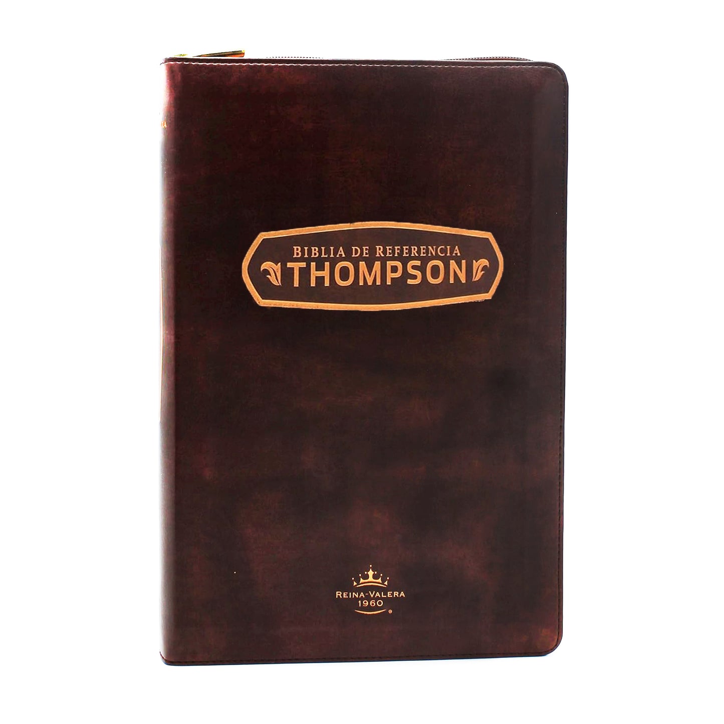 Biblia Reina Valera 1960 de Estudio Thompson con Cierre Indice en color caoba y estuche de proteccion