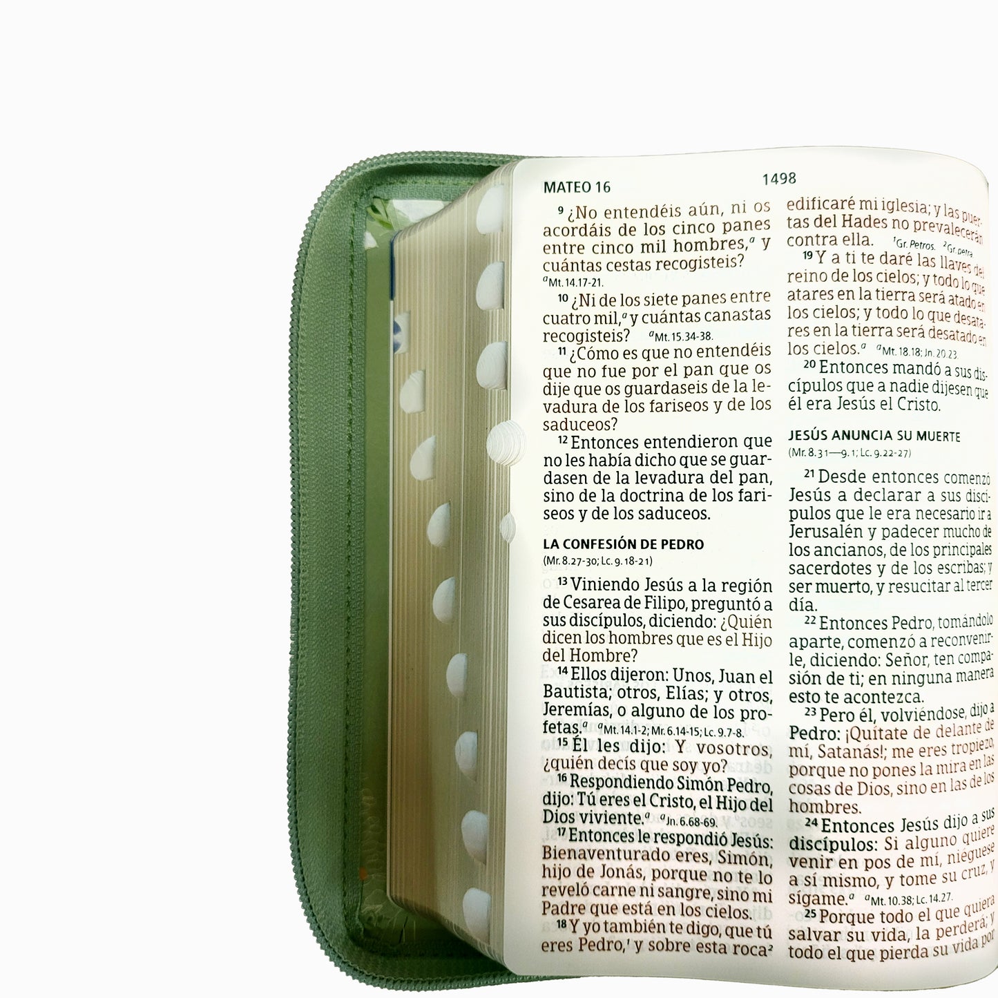 Biblia para Mujer Reina Valera 1960 Letra Grande Tamano Personal con Cierre, Indice Color Olivo floreado Edicion Especial "Palabra de Dios"