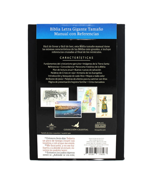 Biblia Letra Gigante Tamano Manual Con Cierre, Indice en color Negro con estuche de proteccion