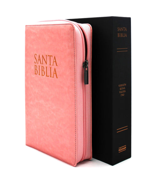 Biblia para Mujer Letra Gigante Tamano Manual Con Cierre, Indice en color Rosado con estuche de proteccion