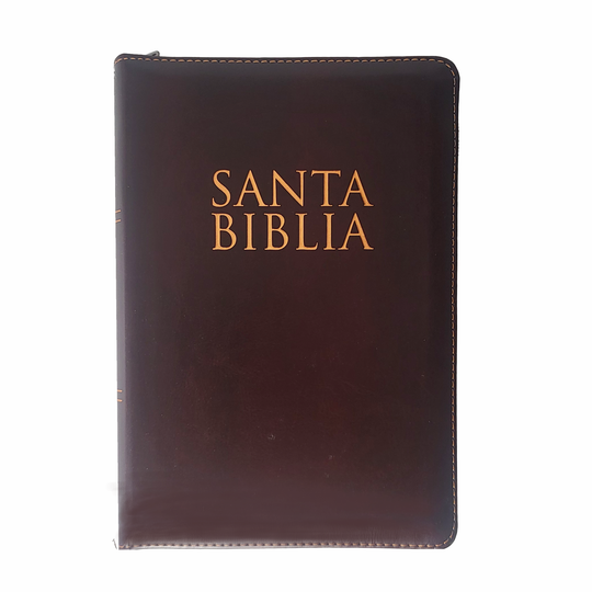 Biblia Letra Gigante Tamano Manual Con Cierre, Indice en color Caoba 14 puntos