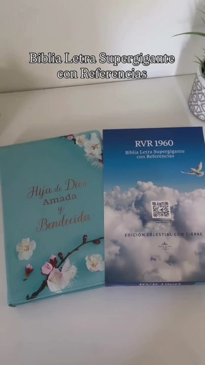 Biblia Letra Super Gigante en Español con Cierre Indice Floral