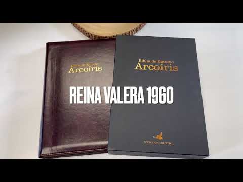Biblia de Estudio Reina Valera 1960 Arco Iris con Cierre Indice en color Caoba y estuche de proteccion