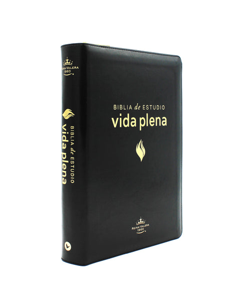 Biblia de Estudio Reina Valera 1960 Vida Plena con Cierre Indice  en color Negro y Estuche de Proteccion