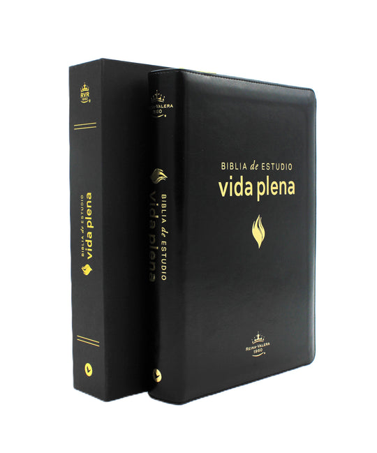 Biblia de Estudio Reina Valera 1960 Vida Plena con Cierre, Indice  en color Negro y Estuche de Proteccion