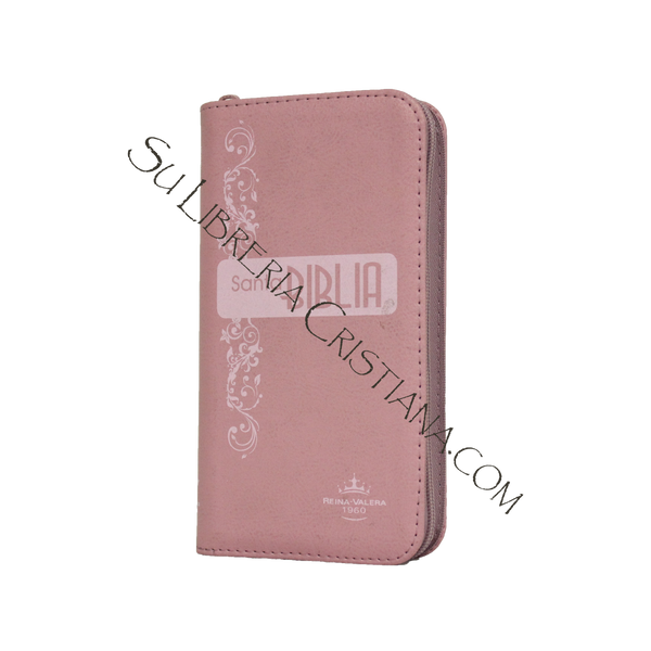 Santa Biblia Tamaño Compacto Rosa con Cierre