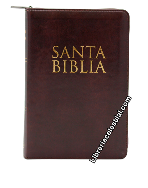 Biblia Letra Grande Tamano Manual Con Cierre, Caoba y Dorado