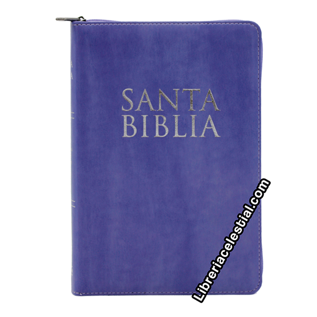 Biblia Letra Grande Tamano Manual Con Cierre, Lila con Plata