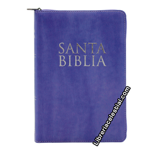 Biblia Letra Grande Tamano Manual Con Cierre, Lila con Plata