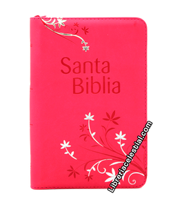 Biblia Tamano Manual Letra Grande Con Cierre, Fuscia con plata