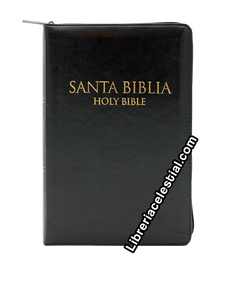 Santa Biblia Bilingue con Cierre, Negro/Bilingual Bible  with Zipper, Black