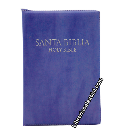 Santa Biblia Bilingue con Cierre, Lila con Plata / Holy Bible Bilingual with Zipper, Lilac with Silver