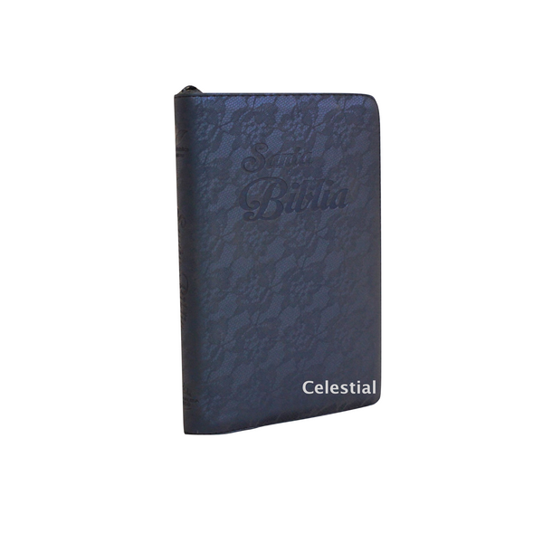 Biblia Tamano Manual Letra Grande Color Azul Con Cierre